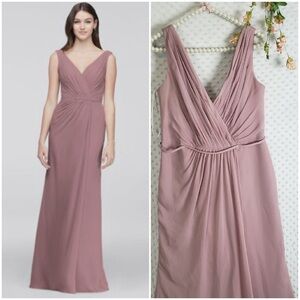 David's Bridal Faux Wrap Maxi Dress Formal Gown Size 12 Quartz